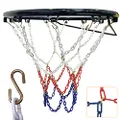 Heavy Duty Basketball Net Replacement, Stainless Steel Basketball Hoop Net, Standard Braided Chain Basketball Net (21 Inch), Fit Most Standard Hoops for Outdoor Indoor Use, Quick Installation