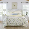 Laura Ashley Home - Twin Duvet Cover Set, Cotton Sateen Reversible Bedding with Matching Sham, All Season Home Decor (Meadow Floral Blue, Twin)