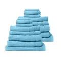 Royal Comfort Luxury Bath Towels Set Egyptian Cotton 600GSM Ultra Soft and Absorbent - 4 x Bath Towels, 4 x Hand Towels, 4 x Face Towels, 2 x Bath Mat, 2 x Hand Glove (Aqua, 16 Piece Set)