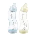Difrax Feeding Bottle Set - Natural Pure Newborn 250 ml - Anti-Colic System - Easy Acceptance - 1 x Light Blue S Feeding Bottle and 1 x White S Bottle - Unisex