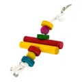 [2PCE] Trendypets Bird Toy Rope Cluster Blocks with Bell, Colorful Perch Bell and Rope, Give Your Feathered Friend Some Fun (27cm)