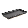 Sweet Water Decor Matte Black Stoneware Tray | Kitchen and Bathroom Dispenser Holder | Jewelry Dish | Glass Soap Holder for Bottles | Long Plate for Counter Tops | Vanity Decor