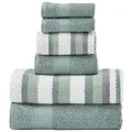 Modern Threads Pax 6-Piece Reversible Yarn Dyed Jacquard Towel Set - Bath Towels, Hand Towels, & Washcloths - Super Absorbent & Quick Dry - 100% Combed Cotton, Ivy