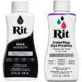 RIT DYE UR820.BLAC Fabric Liquid Dye All-Purpose,Black & UR820.FIX Fabric Liquid Treatment Fixative