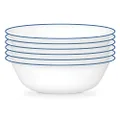 Corelle 6-Piece 18oz Round Bowls, Vitrelle Triple Layer Glass, Perfect for Soup, Cereal and Snacks, Lightweight, Chip and Scratch Resistant, Microwave and Dishwasher Safe, Botanical Stripes