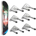 6 Packs Skateboard Wall Mount Aluminum Skateboard Hanger with Two Screw Holes for Display Skateboard Deck Storage Horizontal and Floats Vertically - Silver