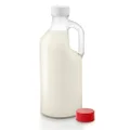 Stock Your Home Glass Milk Bottle with Lid and Handle 40oz (1 Pack), 2 Reusable Caps, Milk Container for Refrigerator, Glass Juice Bottles, Water, Almond Milk Storage Bottle, Glass Milk Jug