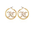 Juicy Couture Goldtone Hoops with J & C Glass Stone Bedazzled Initials Logo Earrings, One Size, Metal, glass stone