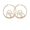 Juicy Couture Goldtone Heart and Signature Logo Hoop Earrings For Women, One Size, Metal, glass stone