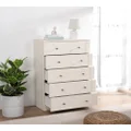 Merryluk Home Dresser with 5 Drawers, Wood Storage Chest of Drawers with Anti-Toppling Device for Bathroom, Bedroom, Living Room and Closet