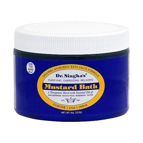 Dr. Singha's Mustard Bath Salts, Therapeutic Bath Detox - Relaxing Bath Soak for Sore Muscles, Restless Nights, Aches, Stress & Tension (8 Ounce)