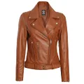 Brown Leather Jacket Women - Genuine Leather Motorcycle Jackets Women| XL