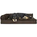 FurHaven Pet Dog Bed | Deluxe Orthopedic Plush & Velvet L-Shaped Chaise Lounge Pet Bed for Dogs & Cats, Sable Brown, Medium