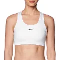 Nike Women's Dri-Fit Swoosh Medium-Support 1-Piece Pad Sports Bra, X-Large, White/Black