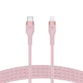 Belkin BoostCharge Pro Flex Braided USB Type C to Lightning Cable (2M/6.6ft), MFi Certified 20W Fast Charging PD Power Delivery for iPhone 14/14 Plus, 13, 12, Pro, Max, Mini, SE, iPad and More - Pink