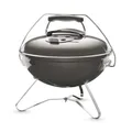 Weber Smokey Joe Premium Charcoal Grill Barbeque, 37cm | Portable BBQ Grill with Tuck-N-Carry Lid Cover & Plated Steel Legs | Folding Outdoor Cooker | Porcelain-Enamelled Bowl - Smoke Grey (1126704)