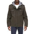 Levi's Men's Washed Cotton Hooded Military Jacket, Dark Brown, XX-Large