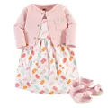 HUDSON BABY Baby Girls' Cotton Dress, Cardigan and Shoe Set, Ice Cream, 3-6 Months