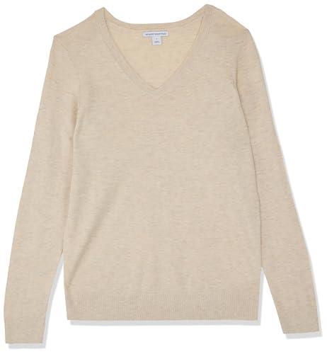 Amazon Essentials Women's Classic-Fit Lightweight Long-Sleeve V-Neck Sweater (Available in Plus Size), Oatmeal Heather, Medium