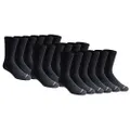 Dickies Men's Multi-pack Cotton Blend Cushioned Work Crew Socks (18 & 36 Pairs), Black (18 Pairs), 6-12