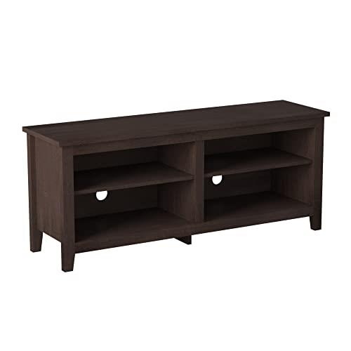 WE Furniture 58 Wood TV Stand Storage Console Espresso