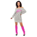Amscan Women's Flashdance Fancy Dress Costume, Grey/Pink, Size 16-18