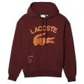 Lacoste Men's Graphic Icons Loose Fit Hoodie Cranberry S