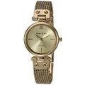 Anne Klein Women's Diamond-Accented Gold-Tone Mesh Bracelet Watch, Gold, Japanese