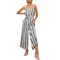 Miessial Women's Sexy Romper Off Shoulder Jumpsuit Casual Strapless Wide Leg Pants Jumpsuit, White, 10