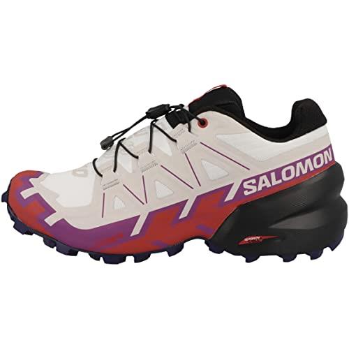 Salomon Speedcross 6 Women's Trail Running Shoes, White/Sparkling Grape/Fiery Red, 10