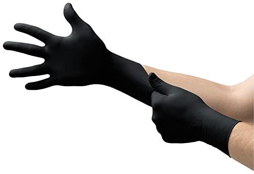 Ansell MicroFlex 93-852 Nitrile Disposable Gloves, Black Disposable Gloves, Work Disposable Gloves, Mechanics Gloves, Food Gloves, Multipurpose Gloves, Black Gloves Size L (100 Gloves)