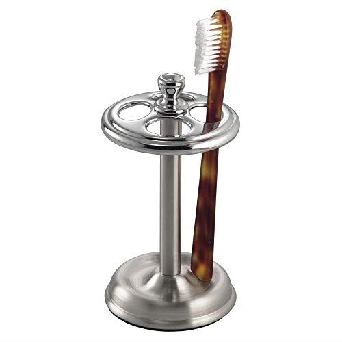 InterDesign York Metal Toothbrush Holder, Beautiful Stand for Cosmetic and Makeup Storage Made of Stainless Steel, Split Finish