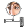 Danielle Creations 8-Inch Double-Sided Wall Mounted Adjustable Height Makeup Mirror, 10x Magnification