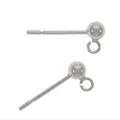 Beadaholique Sterling Earrings Ball Post and Ring, 3mm, Silver, Pair of 4