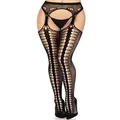 Leg Avenue womens Fishnet Stockings With Attached Garter Belt, Scale Black, One Size