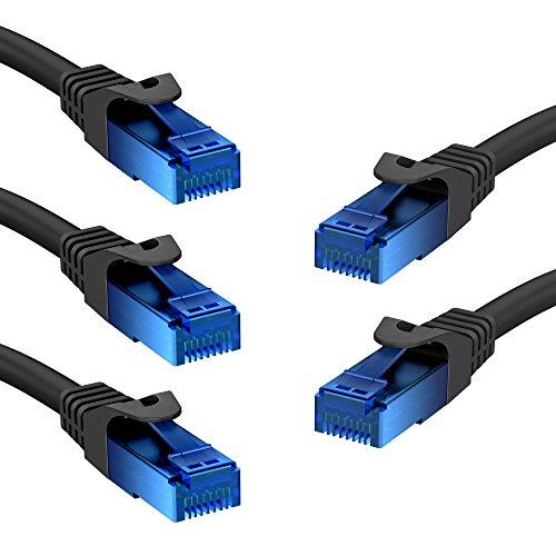 KabelDirekt – 1.5m x5 – Ethernet, Patch & Network Cable (transfers gigabit Internet Speed, Ideal for 1Gbps Networks/LANs, routers, modems, switches, RJ45 Plug (Blue), Black)