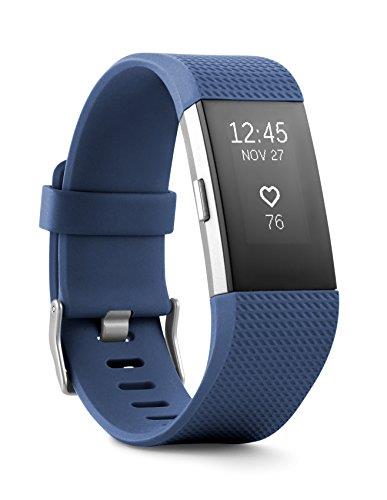 Fitbit Charge 2 Health and Fitness Tracker, Small - Blue Silver
