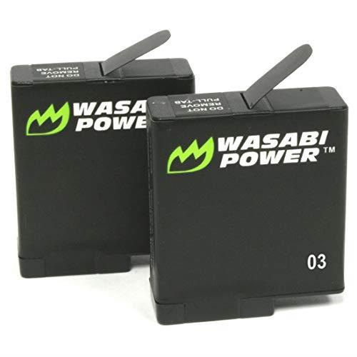Wasabi Power Battery (2-Pack) for GoPro HERO6, HERO5, Hero 6, Hero 5 Black (v03 for All Firmware Updates) (2 Batteries (v03))