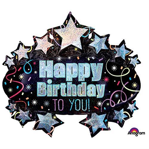 Anagram SuperShape Holographic Happy Birthday To You Brilliant Marquee P50 Foil Balloon, Multicolour