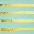 Creative Converting Foil Striped Lunch Napkins 16-Pieces, Fresh Mint/Gold