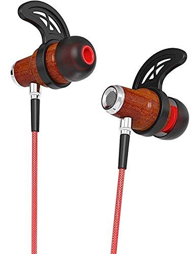 Symphonized NRG 2.0 Bluetooth Wireless Wood in-Ear Noise-isolating Headphones, Earbuds, Earphones with Mic & Volume Control (Lava Red)