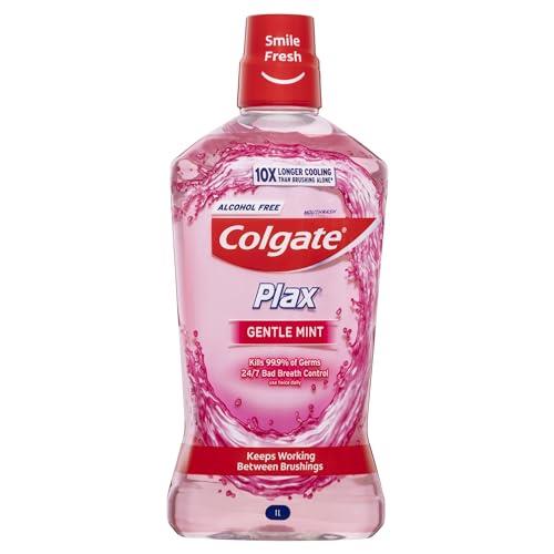 Colgate Plax Antibacterial Mouthwash 1L, Alcohol Free, Gentle Mint, Bad Breath Control