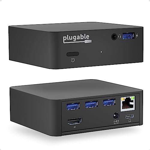 Plugable USB C Mini Docking Station with 85W Charging Compatible with Thunderbolt 3 and USB-C MacBooks and Select Windows Systems (HDMI up to 4K@30Hz, Gigabit Ethernet, 4X USB 3.0 Ports, USB-C PD)