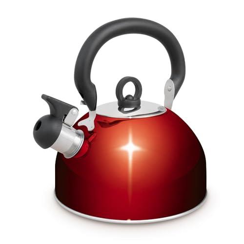 Campfire Stainless Steel Whistling Kettle, 2.5 Litre Capacity, Red