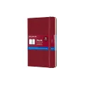 Moleskine Two-Go Ruled and Plain Notebook, Medium, Cranberry Red