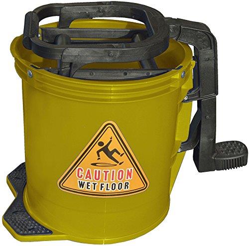 Cleanlink Mop Bucket Heavy Duty Plastic Wringer 16 Litre, Yellow