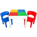 PlayBuild Kids 4 in 1 Play & Build Table Set- Kids Table and Chairs Sets for Indoor Activity, Outdoor Water Play, Toy Storage & Building Block Fun Includes 2 Toddler Chairs, White