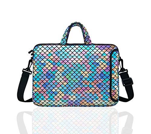 11.6-Inch Laptop Shoulder Messenger Carrying Bag Case Sleeve For 11" 11.6" 12" 12.5 inch Macbook/Notebook/Ultrabook/Chromebook, Mermaid Scale (Colorful)