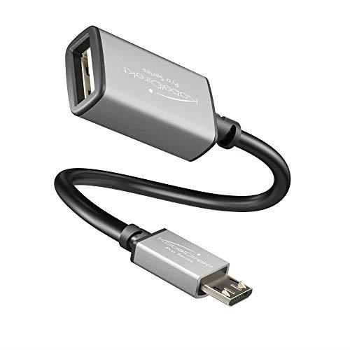 KabelDirekt – OTG Adapter – 0.15m – (USB A 2.0 Female Connector on Micro USB Connector, Data Cable, for Hard Drive, Card Reader, Memory Stick, Mouse, Keyboard, Black/Space Grey) – PRO Series