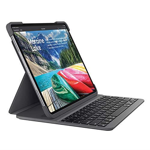 Logitech Slim Folio Pro iPad Case with Wireless Bluetooth Keyboard, iPad Pro 11 Inch (1st Generation Models: A2228, A2068, A2230, A2231), Backlit Keys, 14 iOS Shortcut Keys, QWERTY UK Layout - Black